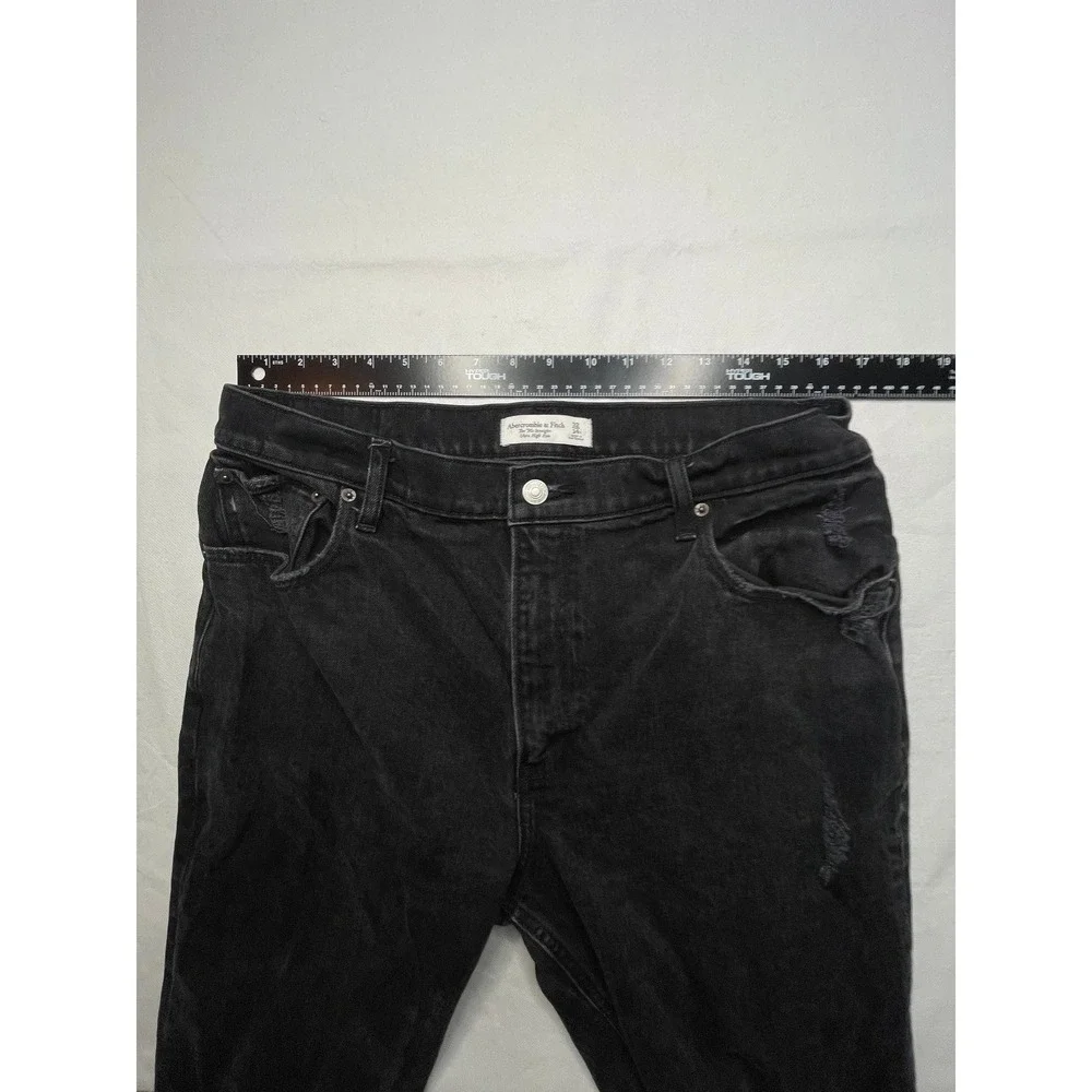 Abercrombie & Fitch Jeans WOMENS 32/14R 90s Straight Ultra High Rise Distressed - Picture 4 of 16
